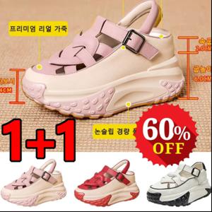 타임세일 1+1 패션 통굽 가죽 샌들 여성 여름 논슬립 샌들 슬리퍼 날씬해 보임 캐주얼화