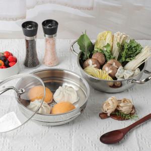리빙캐리어 스텐 2단 찜냄비 24cm 가정용/다용도/인덕션/샤브샤브/파스타/찌게/전골