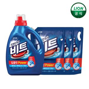 비트 딥클린파워 대용량 액체 세탁세제 일반용 3L 용기 x 1개 + 2L 리필 x 3개