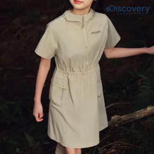 디스커버리키즈 DKOP72053-BGL 여아 프레시벤트 경량 우븐 후드 반팔 원피스