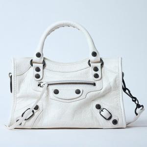 25 FW 발렌시아가 Le City 르 시티 크링클 레더 미니 숄더백 화이트 8063952ABEK9104