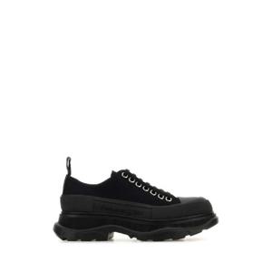 ALEXANDER MCQUEEN 블랙 캔버스 트레드 슬릭 스니커즈 697072W4AAQ 1000