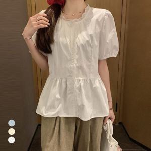 [카라]KARRA 셔링절개레이스블라우스_A5M0736