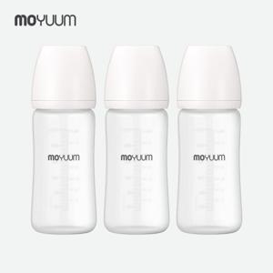 [모윰] 실리콘 코팅 노꼭지 유리젖병 240ml 트리플팩
