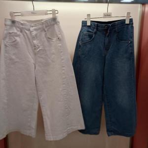 Latium HC06 데님 국내생산 최강스판 가벼운 히든밴드 7부 통와이드 연청 치마바지 팬츠 T2523pt27