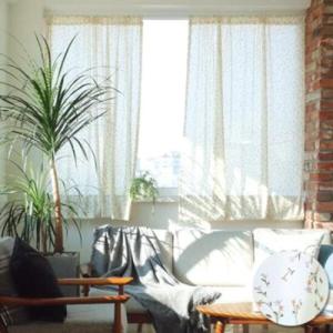 아트박스/메종텍스타일 크림플라워 작은창커튼 겸 가리개커튼