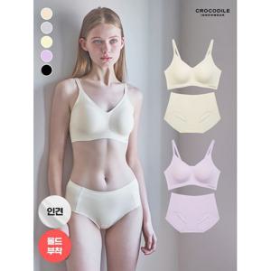 [크로커다일 이너웨어]라이크라 인견쉘론 몰드부착 더블스트랩 감탄브라+팬티 4종세트 택1