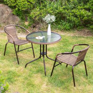 유로 강화 유리 710원형 39번 2인 야외 테이블 세트