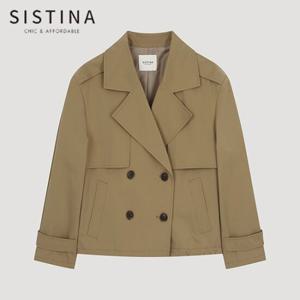 [SISTINA] 인기 플랩 더블 숏 트렌치코트_AWWBYO11020_DB