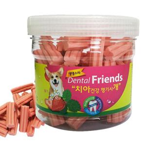 반려동물용품 댕댕스타 덴탈프랜즈 딸기 300g 애견개껌 강 애완용품