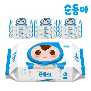 [순둥이]NC-01/프리미엄 무향 엠보싱 물티슈 70매 캡형 10팩