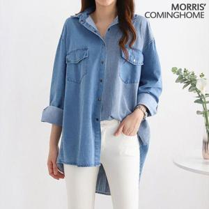 [모리스커밍홈]줄지배색 또또단추 데님 셔츠_M2203BL603A