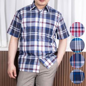 [중년의품격] 중년 남성 여름 울 인견 솔바람 클래식 체크 반팔 남방 셔츠