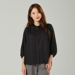 여성용  린넨혼방 7부반소매  헨리넥 차이나카라 블랙 S/S 여자용 셔츠블라우스