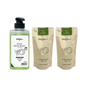 파파야플러스 저탄소 고추냉이 주방세제 본품500ml+리필300mlx2개