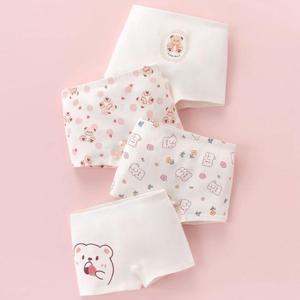백곰이 여아 아동팬티[4매입] 유아사각팬티 드로즈팬티세트 어린이면속옷 아기 키즈 주니어드로우즈