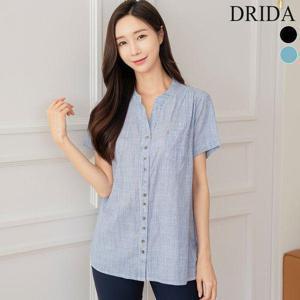 [드리다]여자 여름 스트라이프 단가라 빅사이즈 오픈 셔츠 남방 40-50대 미시 중년여성 엄마옷 출근 선물