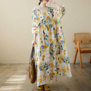 은창)파스텔 플라워 로맨틱 롱 면 원피스 여름 치마