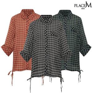 [데니스골프][PLACE J&M] 여성)시어서커 셔츠형 블라우스_VAOMLBL465