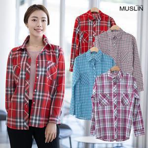 여성 엄마옷 카라 면 체크 남방 NB203191 중년여성의류/50대/60대/마담/빅사이즈/할머니옷