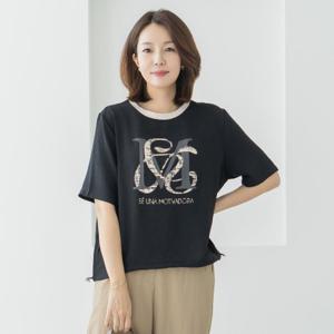 엄마옷 마담4060 티부알파벳티셔츠-QTE2505026-