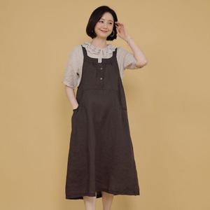 [애비뉴투지]엄마옷 린넨 멜빵 조끼 여성 봄 여름 롱 원피스 O09235 50대 60대 중년여성