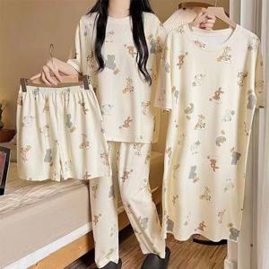 달나라 잠옷 4PC 세트 상의 반바지 긴바지 원피스