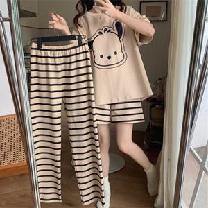 밀크티 잠옷 SET 상의 반바지 긴바지 3PC 파자마