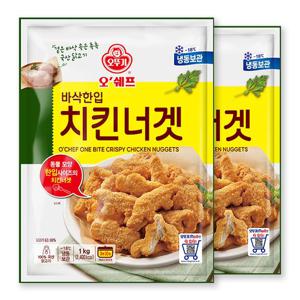 [오뚜기] 오쉐프 동물모양 바삭한입 치킨너겟 (닭고기 63.98) 1kg x 2봉