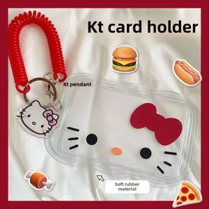 카와이 만화 헬로 키티 카드 소지자 귀여운 KT 고양이 ID 카드 학생 카드 소지자 소녀 키 체인 버스 카드 소지자 선물