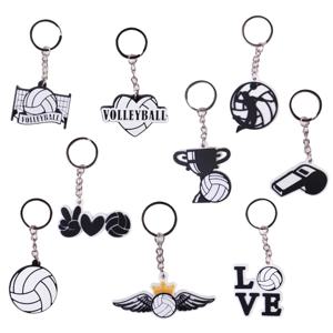 5Pcs 배구 키 체인 보석 키 파티 펜 던 트 선물 체인 배구 호의 팬 펜 던 트 키 체인 케이스 열쇠 고리
