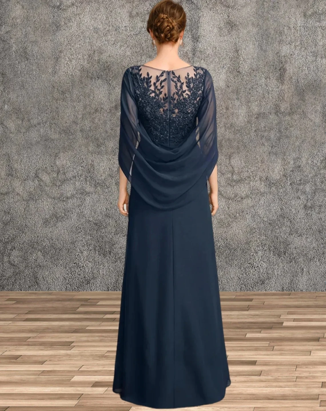 원피스 롱 쉬폰 레이스 아플리케 웨딩 손님용 드레스, 웨딩 파티용 신부 드레스