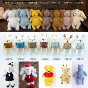 신생아 사진 인형 소품 귀여운 동물 수제 니트 인형 모헤어 만화 토끼 장난감 스튜디오 촬영 사진 소품 액세서리