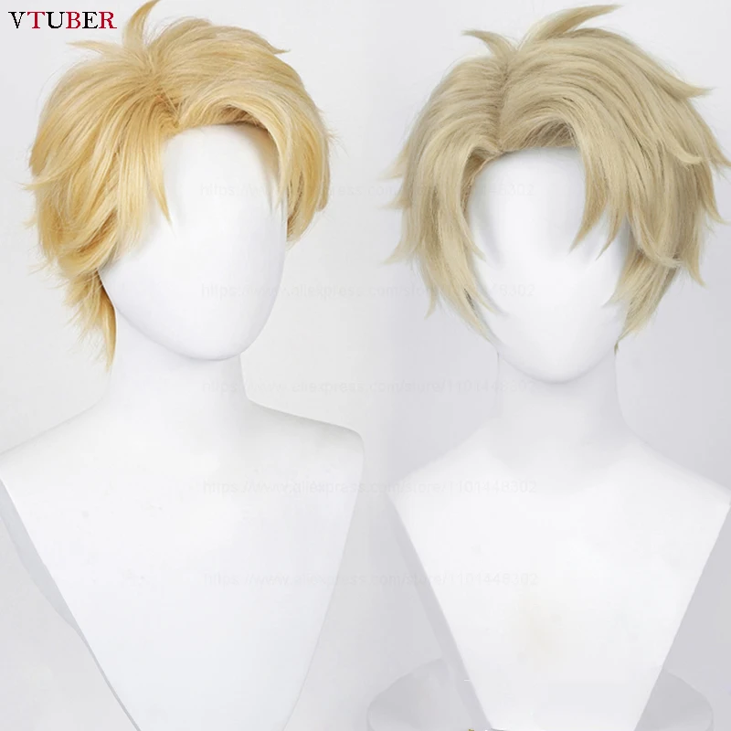Loid Forger 코스프레 가발 고품질 30cm 금발 또는 리넨 가발 내열성 합성 머리 애니메이션 코스프레 가발 + 가발 모자