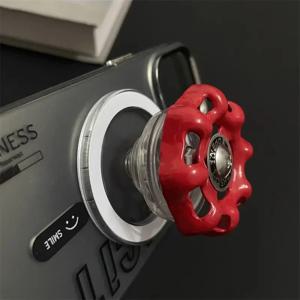 물 밸브 모양 접이식 자기 전화 홀더 Magsafe iPhone 16-12 링 핑거 확장 스탠드 용 데스크탑 그립 홀더