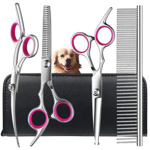 개 손질 가위 키트, 안전 라운드 팁으로 손질을 위한 전문 가위, 집에서 개 고양이 애완동물을 위한 손질 가위