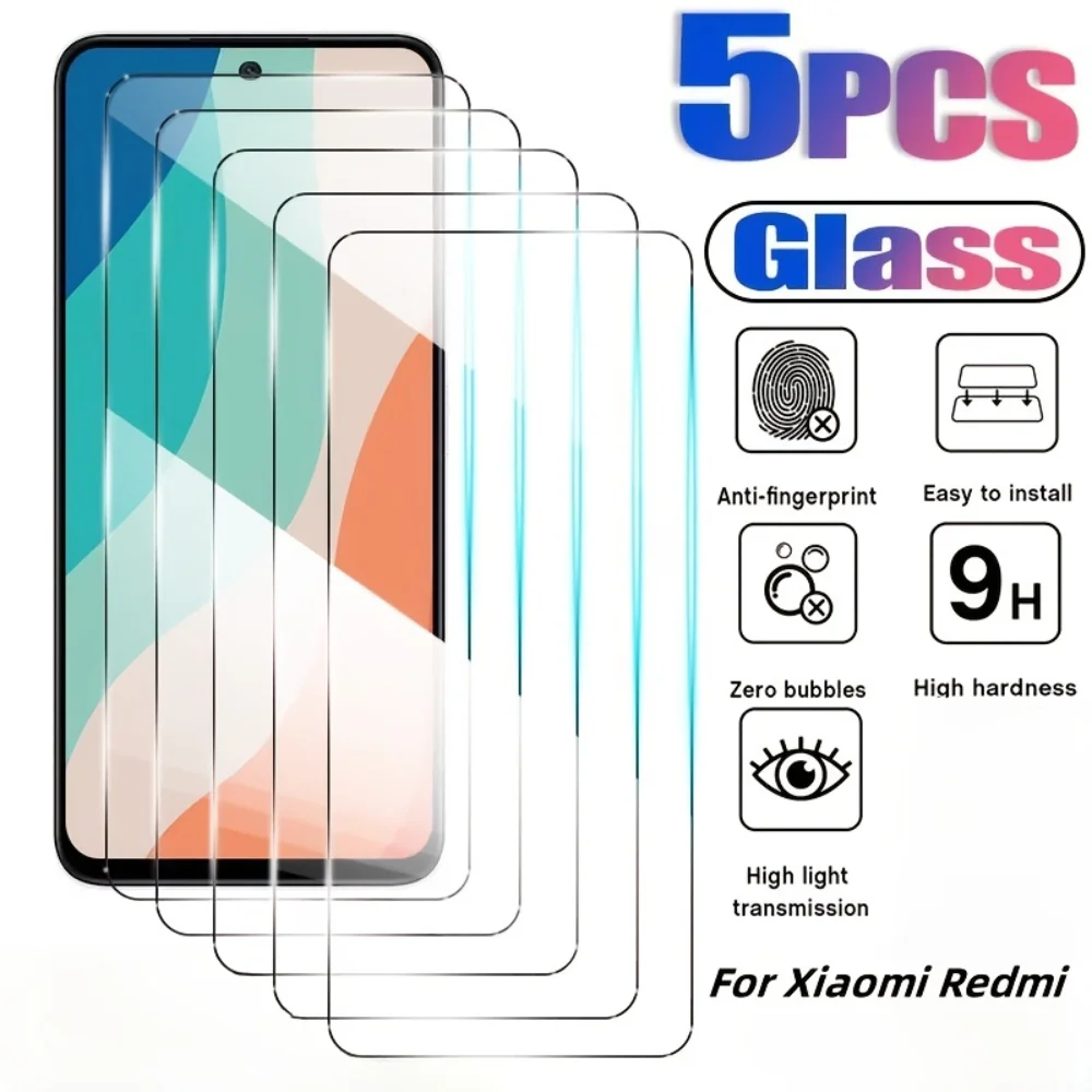 Redmi Note 13 Pro 12 11 Pro 11S Note 8 9 10 Pro 5G 4G 보호 필름 화면 보호기 Redmi Note13Pro 용 5PCS 강화 유리