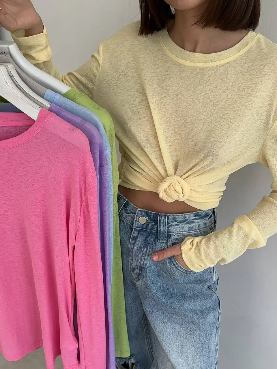 Hirsionsan 2025 기본 소프트 T 셔츠 여성 여름 가을 긴 소매 느슨한 바닥 티셔츠 숙녀 캐주얼 니트 소프트 여성상의