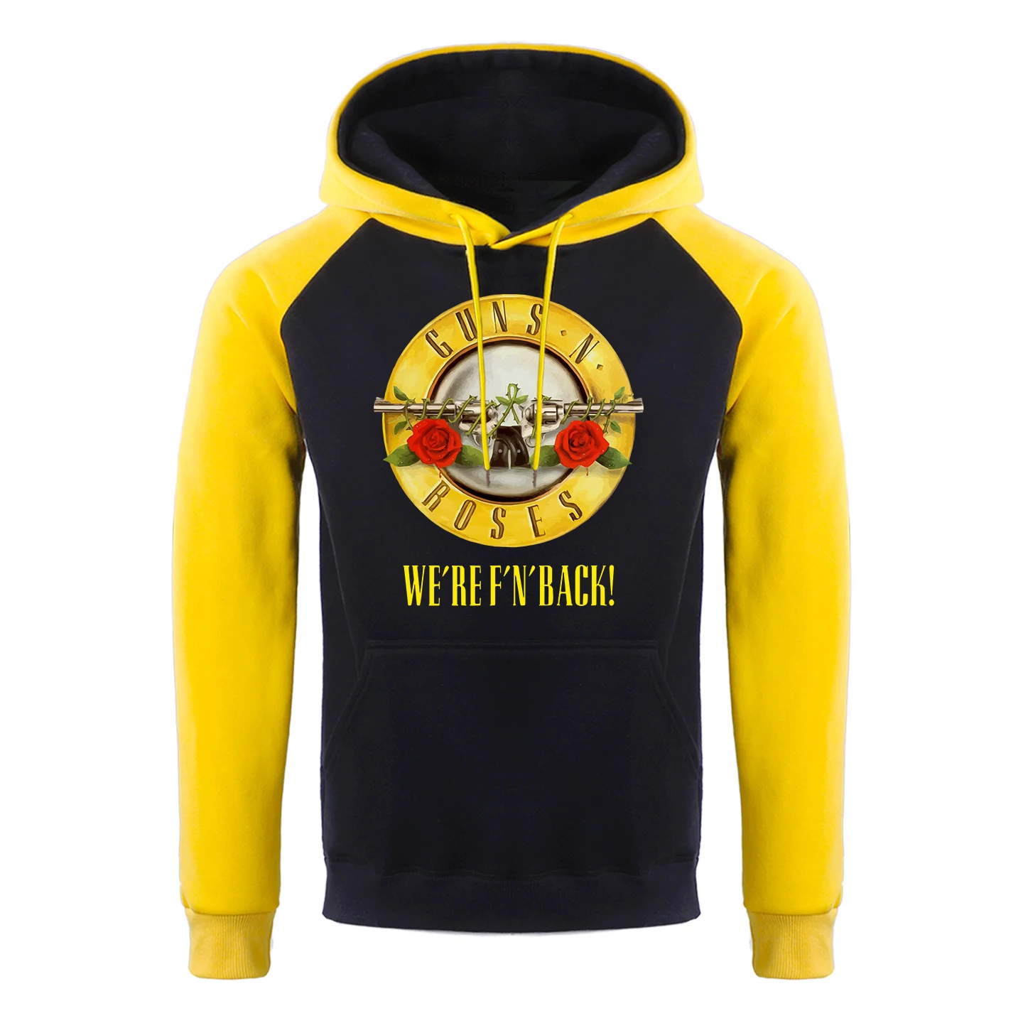 Guns N' Roses We'Re Back 메탈 록 스타일 맨 까마귀 힙합 뉴 라글란 스웨터 포켓 크루넥 풀오버 까마귀 Mens Hoody