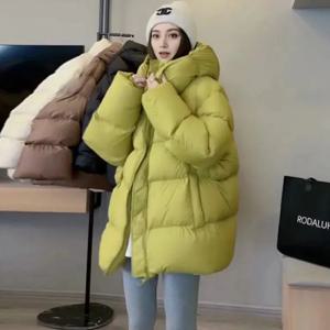 패션 다운 여성 코튼 코트 2025 겨울 새로운 패션 따뜻한 후드 솔리드 컬러 Thickenin 우아함 다운 코튼 패딩 자켓 H145
