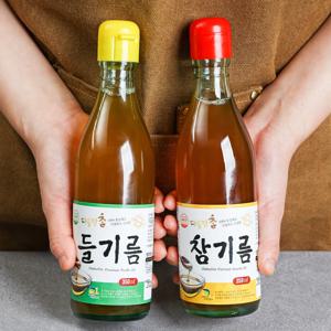고소한 참기름 저온압착 들기름 350ml
