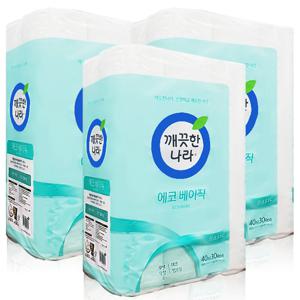 깨끗한나라 에코 베이직 40m 2겹 30롤 x 3개, 두루마리 화장지 휴지