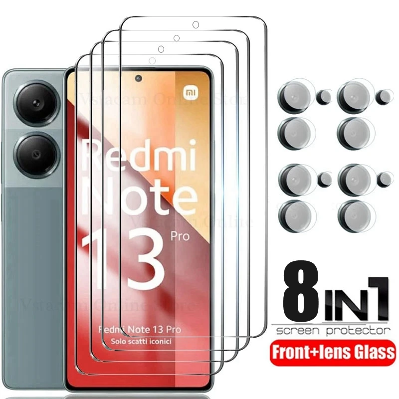 Redmi Note 13 Pro 5G 4G Note 14 용 강화 유리, 카메라 렌즈 스크린, 보호대 Note 13 5G 안전 보호 유리, 8in 1