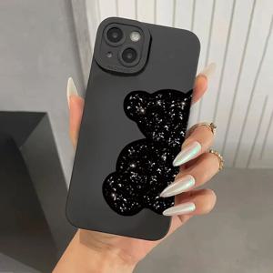 꽃 곰 그림 전화 케이스 iPhone 16 15 14 Pro Max 16E 13 12 11 XS X XR 7 8 Plus SE 2022 충격 방지 소프트 실리콘 커버