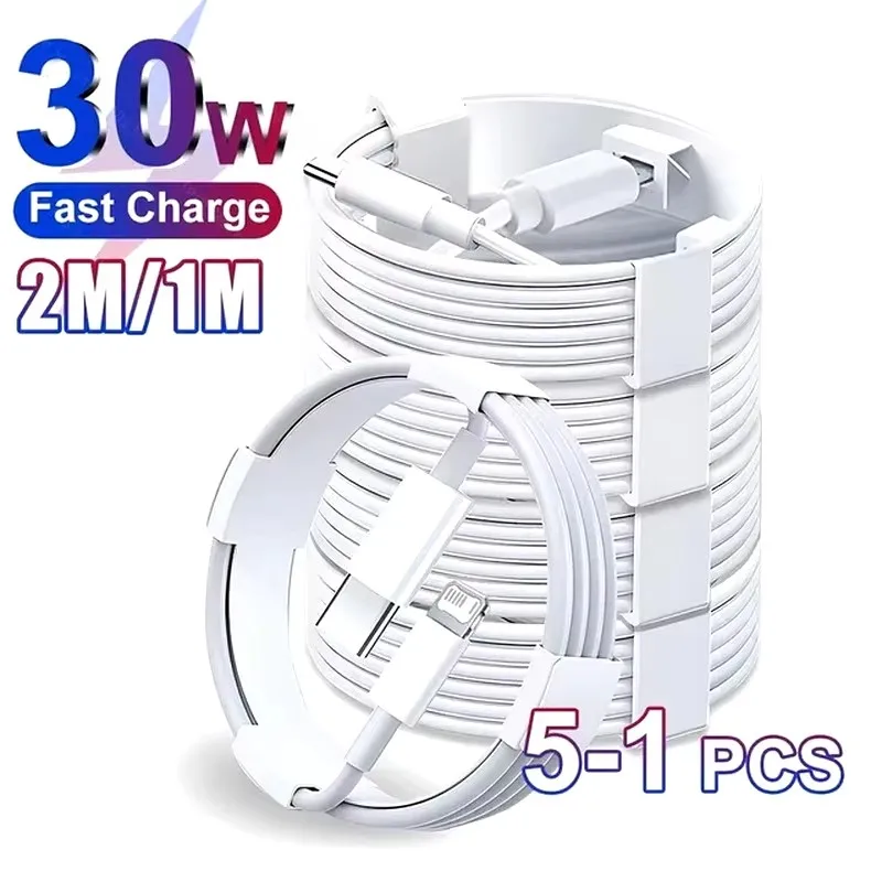 5-1pcs Apple iPhone 13 12 11 14 Pro Max 미니 USB C 케이블 X XR XS MAX 7 8 14 Plus 6 액세서리 용 30W 고속 충전 케이블