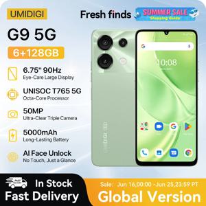 [월드 프리미어] UMIDIGI G9 5G 스마트폰 5G 안드로이드 14 8코어 6GB 128GB 6.75인치 90Hz HD+ 50MP 5000mAh 18W 충전 5G 휴대폰