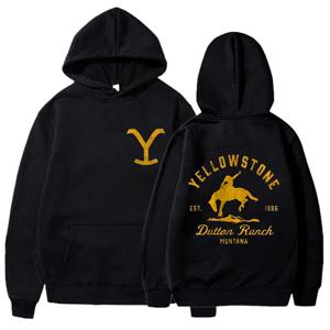 클래식 패션 Yellowstone Dutton Ranch 남성과 여성을위한 인쇄 된 후드 버튼 후드 저지 스웨트상의