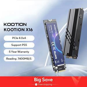 KOOTION X16Plus SSD NVMe M2 내장 솔리드 스테이트 하드 디스크, PCIe 4.0x4 2280 SSD M.2 드라이브, PS5 노트북 PC용, 1TB, 2TB, 512GB