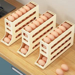 계란 바구니, 식품 용기, 계란 상자 랙, 냉장고 보관 랙, 자동 롤링 계란 랙 보관함