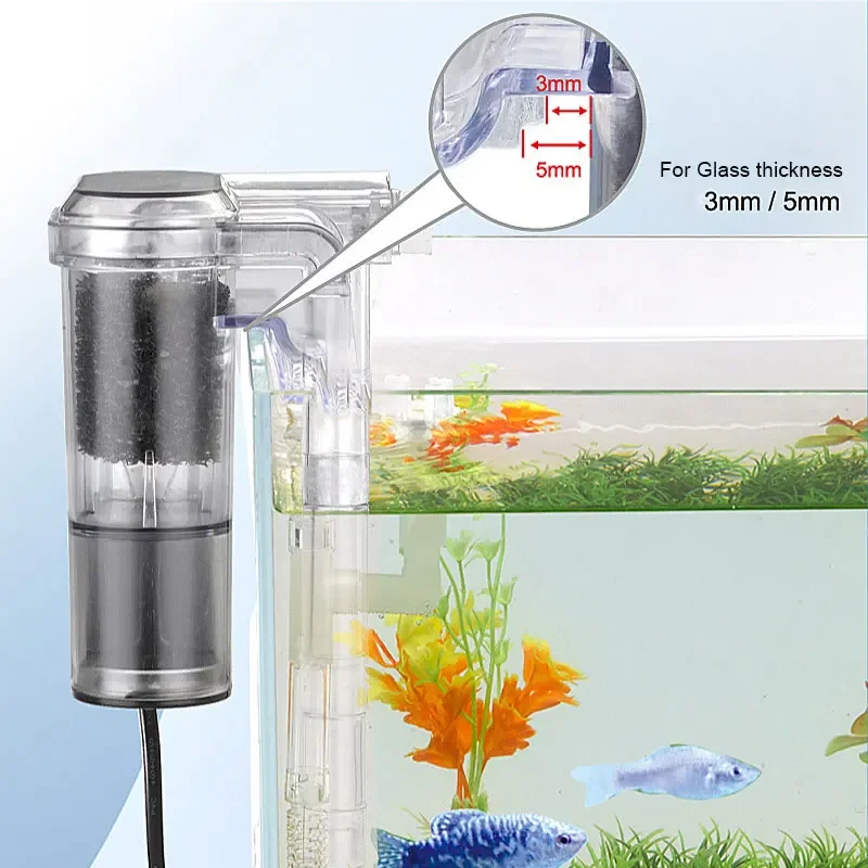아쿠아리움 신형 걸이식 미니 여과기 어항 USB 전원 인터페이스 2.5W 유량 250L/H 30cm 미만 어항에 적합
